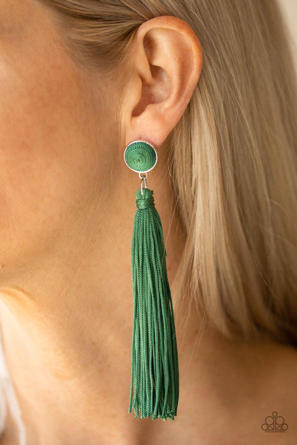 Tightrope Tassel - Green-Paparazzi - Flauless Bling Boutique