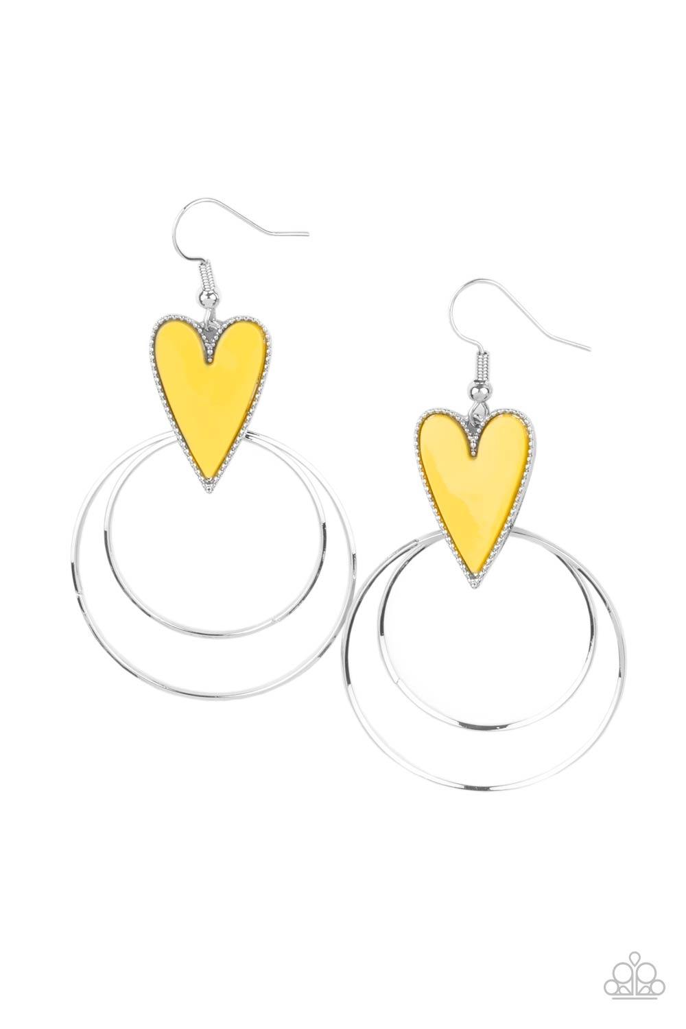Happily Ever Hearts - Yellow-Paparazzi - Flauless Bling Boutique